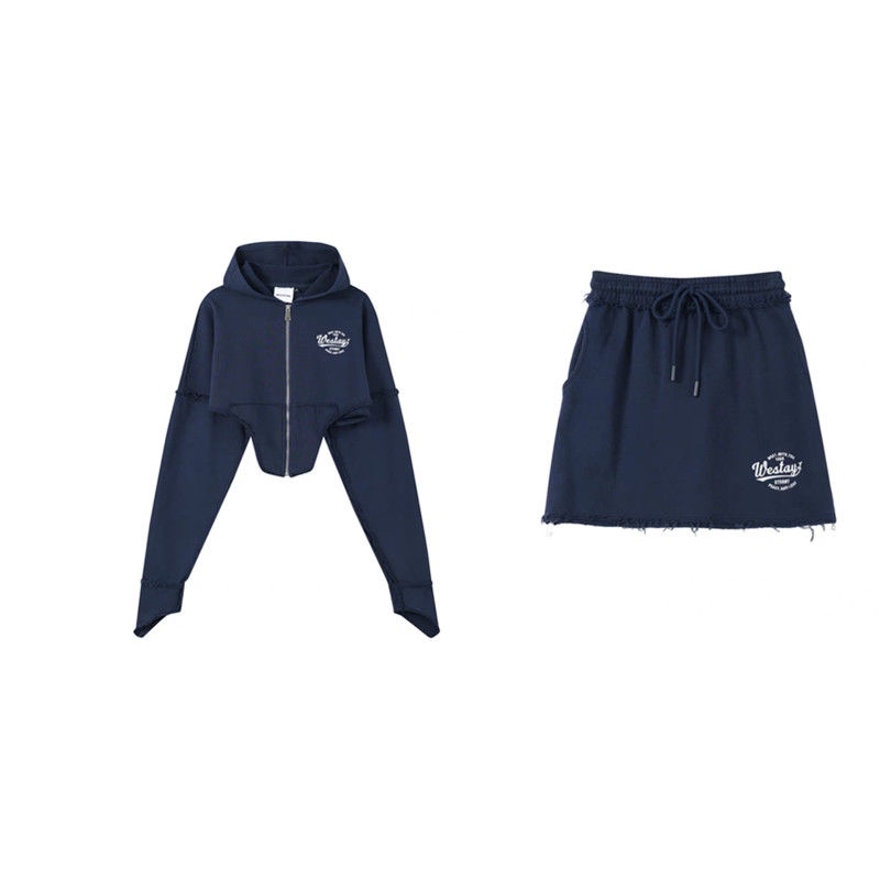 Bộ Áo Khoác Lửng Dài Tay + Chân Váy Thể Thao Phong Cách Retro Mỹ Xingxg Cho Nữ