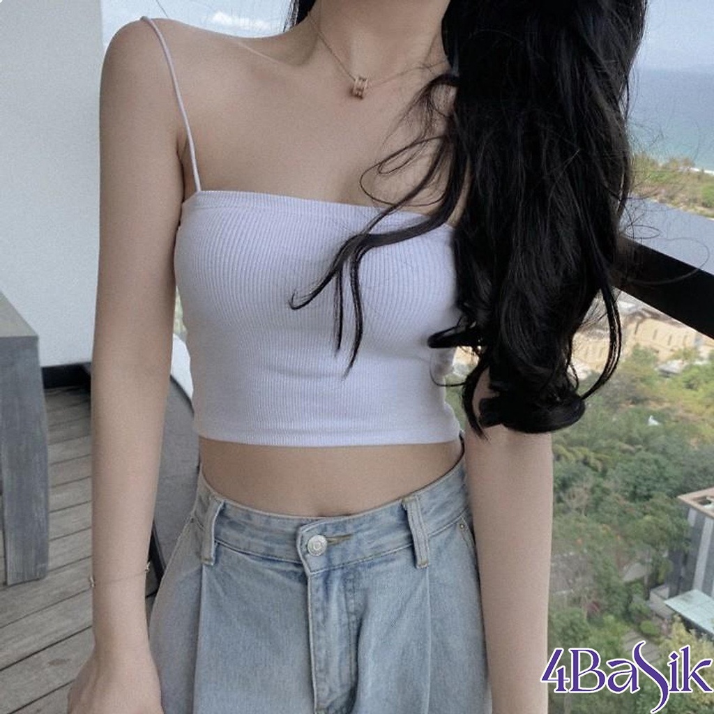 Áo 2 dây sợi bún nữ croptop chất cotton, áo hai dây ngang sợi bún siêu hot - 4BASIK 2S01