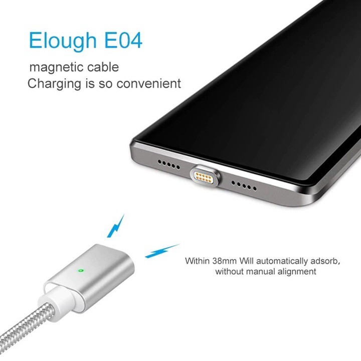 Sạc Hít Nam Châm 2.4A Elough E04 Chui MicroUSB Hàng Chính Hãng Phân Phối