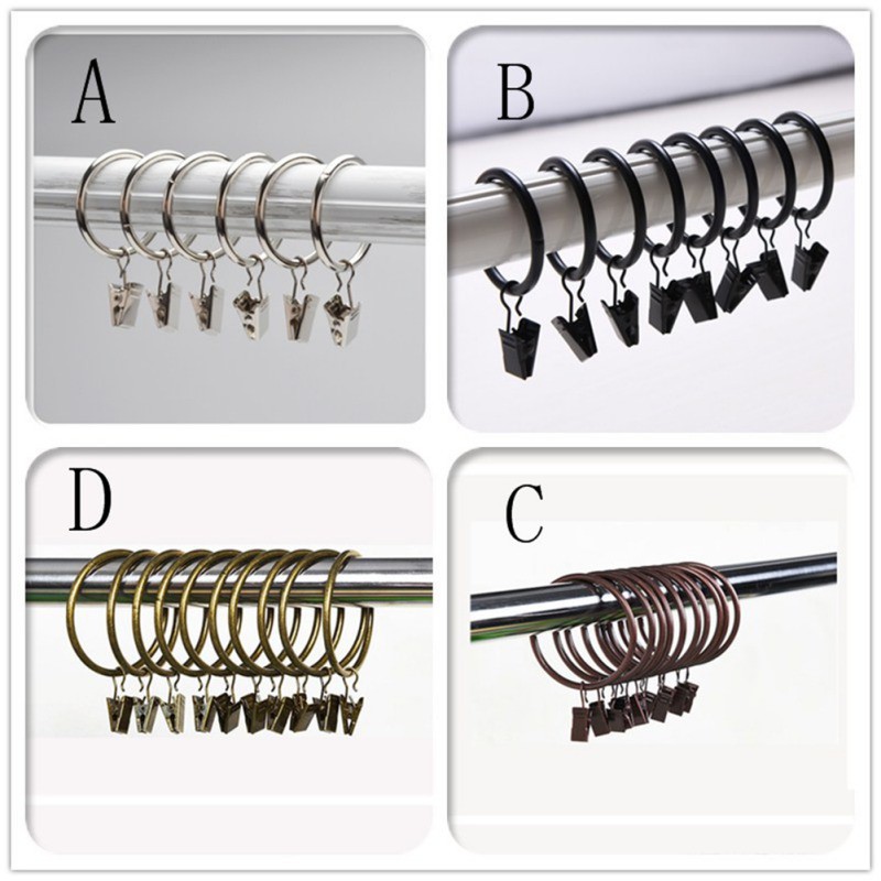 Bộ móc tròn có kẹp kiểu cổ điển bền dùng để treo rèm trang trí nhà