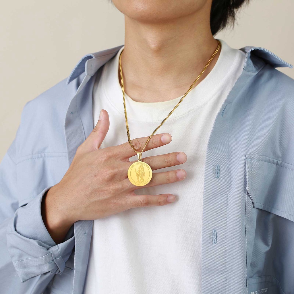 Dây Chuyền Mặt Thánh Christopher Michael The Archangel Bằng Thép Không Gỉ 45 / 50 / 60 / 70cm