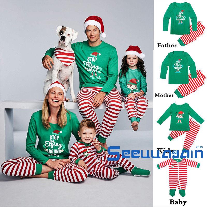 ❥☀✿SEEFamily Matching Kids Mom Dad Christmas Pajamas PJs Sets Xmas Sleepwear Nightwear