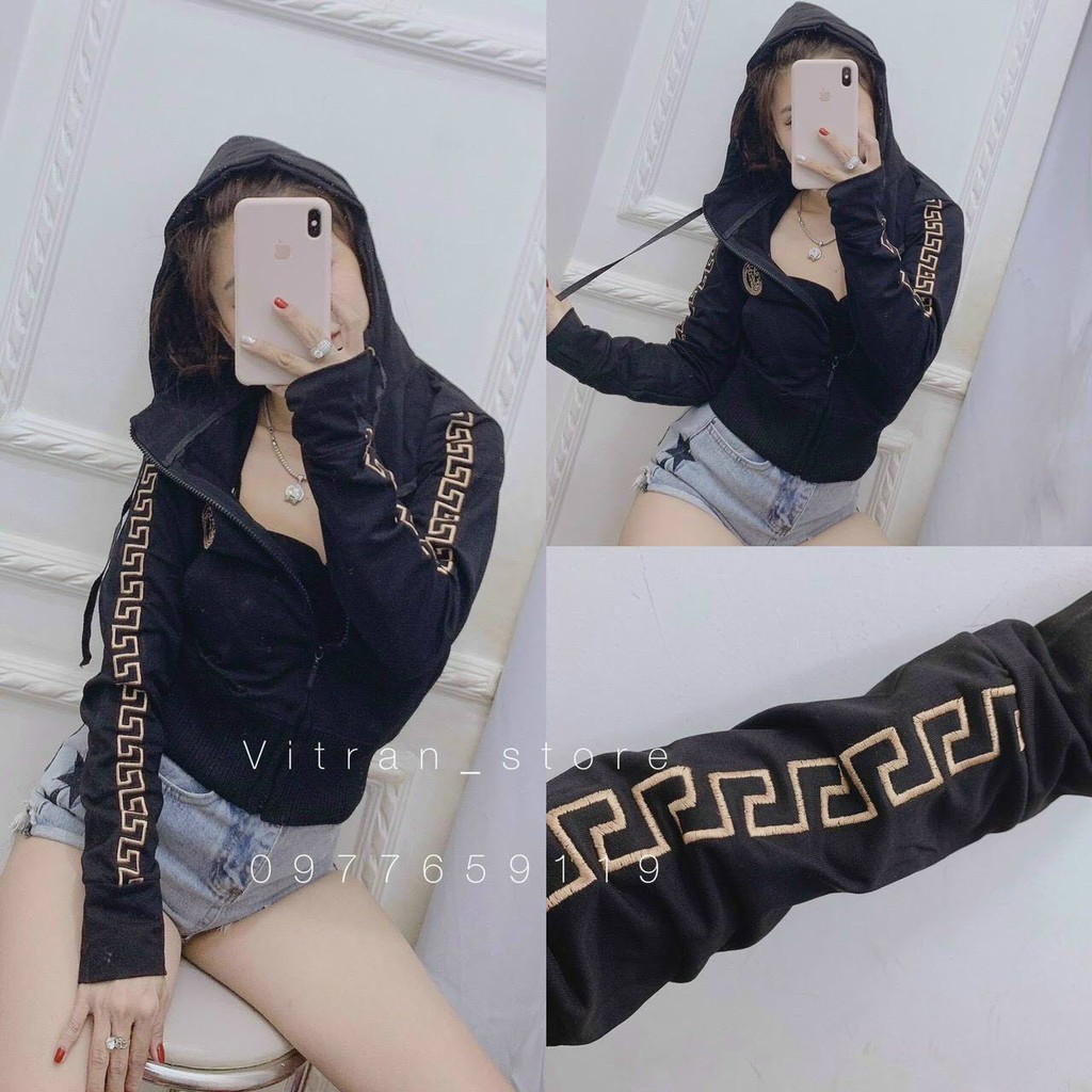 Áo khoác chống nắng nữ thun da cá lửng thêu VSVS viền tay | BigBuy360 - bigbuy360.vn