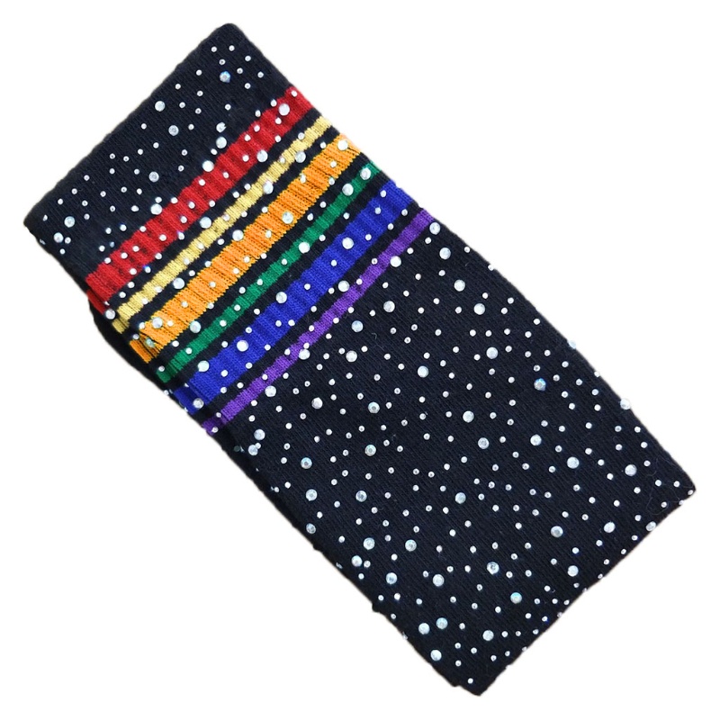 Quần Tất Cổ Cao Kẻ Sọc Nhiều Màu Đính Đá Thời Trang Cho Bé Gái