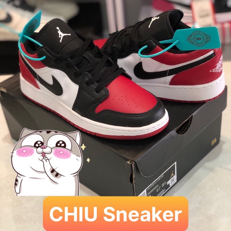 Giày thể thao Sneaker jd1 cổ thấp đen đỏ phiên bản cao cấp giày Sneaker Jordan low bred toe cao cấp