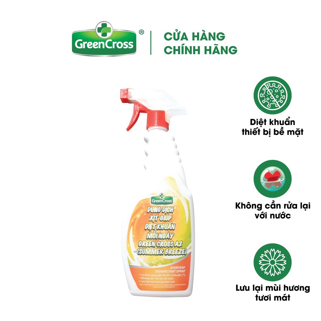 Xịt Khử Khuẩn Vật Dụng Green Cross A2 Hương Summer Breeze Chai 500ML - 100533313