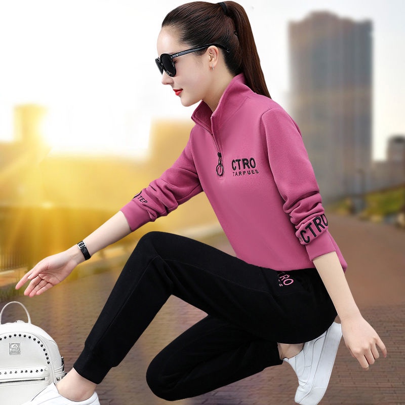 Bộ Đồ Thể Thao 100% Cotton Tay Dài Dáng Rộng Thời Trang Xuân Thu Cho Nữ 2021 | BigBuy360 - bigbuy360.vn