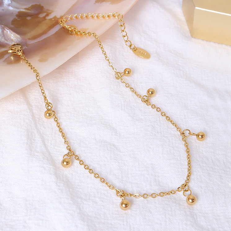 Lắc chân titan nữ không gỉ 7 viên bi nhỏ cá tính sáng màu sử dụng hằng ngày