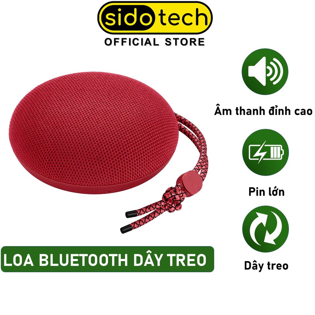 Loa bluetooth mini cầm tay SIDOTECH T1D siêu bass pin 1000mAh có dây treo thời trang đi dã ngoại ngoài trời