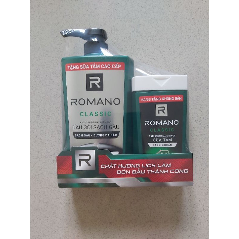 (Mới)Dầu Gội sạch gàu Romano 5in1 650G classic/Force tặng sữa tắm 150g