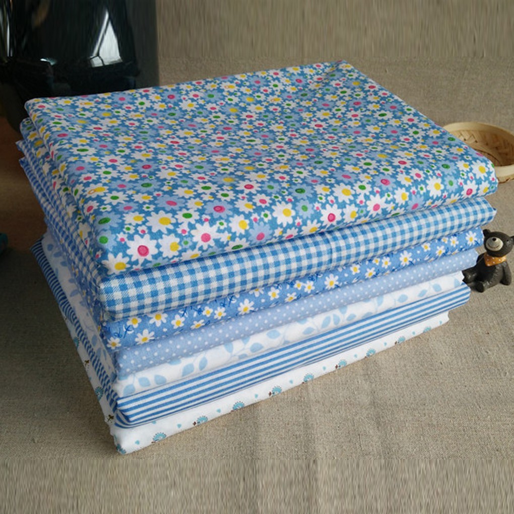 Set 7 tấm vải cotton in họa tiết dễ thương cho làm thủ công