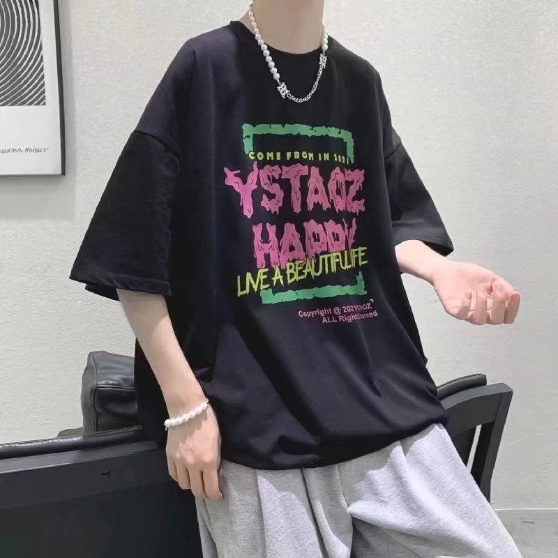 Áo Thun Dáng Rộng In Chữ Phong Cách Hip Hop Đường Phố Cho Nam Nữ Cỡ M-8XL