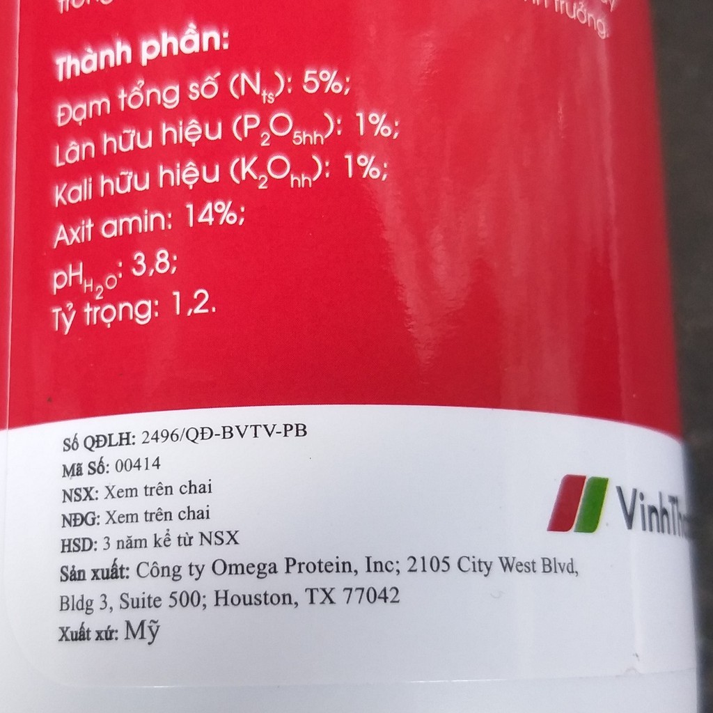 Phân Bón Lá Đạm Cá Đậm Đặc Nhập Khẩu Từ Mỹ (500ml), Omega Grow 5-1-1 chuyên dùng cho hoa hồng,cây kiểng,rau màu...