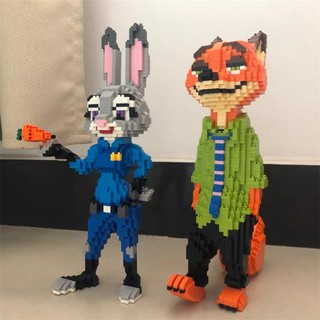 Đồ Chơi Lắp Ráp mô hình hoạt hình 3D Chú Thỏ Cảnh Sát, Cáo Dễ Thương Nhân Vật Zootopia Và Thỏ Judy Nick cho bé