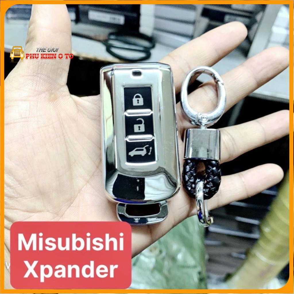 Bao Da Chìa Khóa Inox Mạ Crom Mitsubishi XPander oulander cao Cấp - tặng móc khóa inoc cao cấp