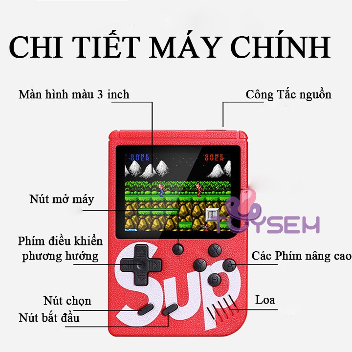 Máy chơi game cầm tay sub 400 trò có kết nối tivi hỗ trợ 2 người chơi toysem đồ chơi trẻ em - Quà tặng sinh nhật cho bé