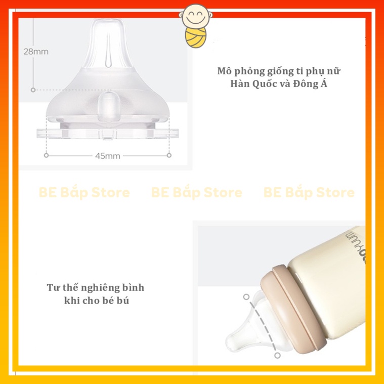 Núm Ti Moyuum ⚡TÁCH BÌNH⚡ Hỗ Trợ Đục Thêm Lỗ, Tiết Kiệm Chi Phí Cho Mẹ, Núm Ty Siêu Mềm Giúp Trẻ Dễ Dàng Hợp Tác