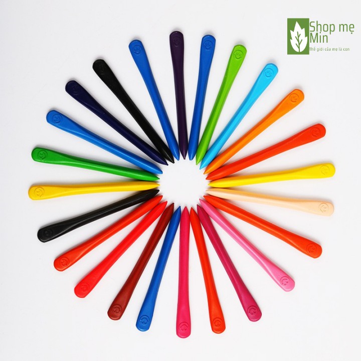 Bộ bút màu 24 chiếc cho bé tập vẽ, Bộ 24 bút màu sáp hữu cơ an toàn cho bé - MIN33