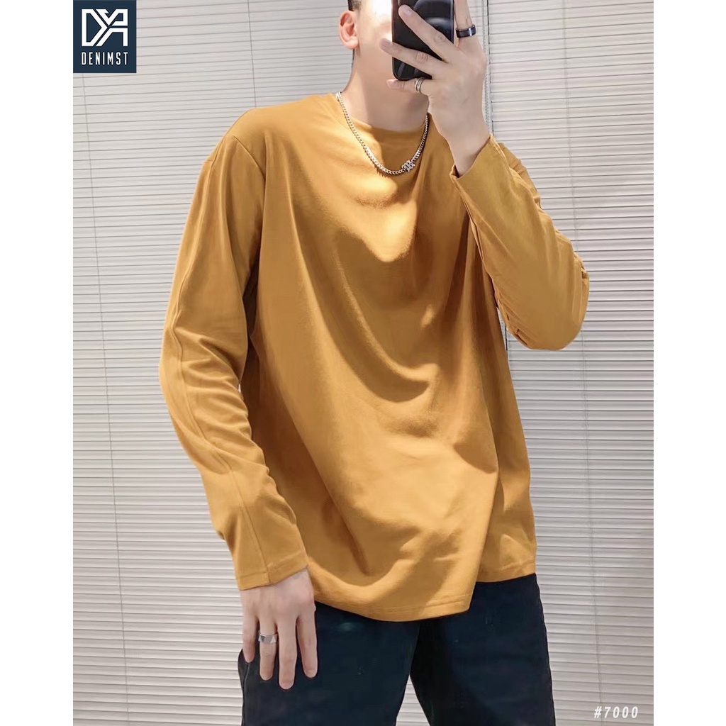 Áo Thun Nam Dài Tay Trơn DENIMST 7000 Chất Cotton, Mềm Mại, Thoáng Mát, Dáng Suông