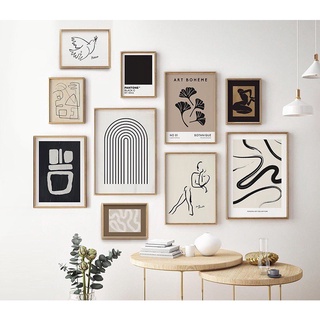 Set tranh canvas khổ lớn trang trí phòng khách hình kỷ hà đen trắng X671