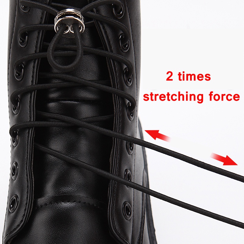 1 Cặp Dây Giày Co Giãn Có Khóa Kim Loại Không Cần Buộc Dùng Cho Người Lớn Và Trẻ Em