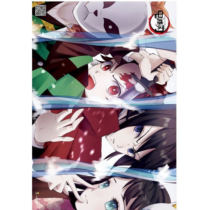 Set 8 tấm tranh poster to A3 Kimetsu no Yaiba anime áp phích siêu chất