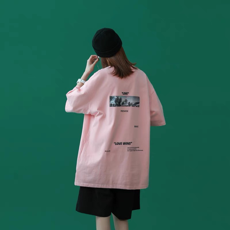 Áo Thun Unisex Love Win Form Rộng Vải Cotton Co Dãn - Áo Phông Nam Nữ Phong Cách Ulzzang AH-617