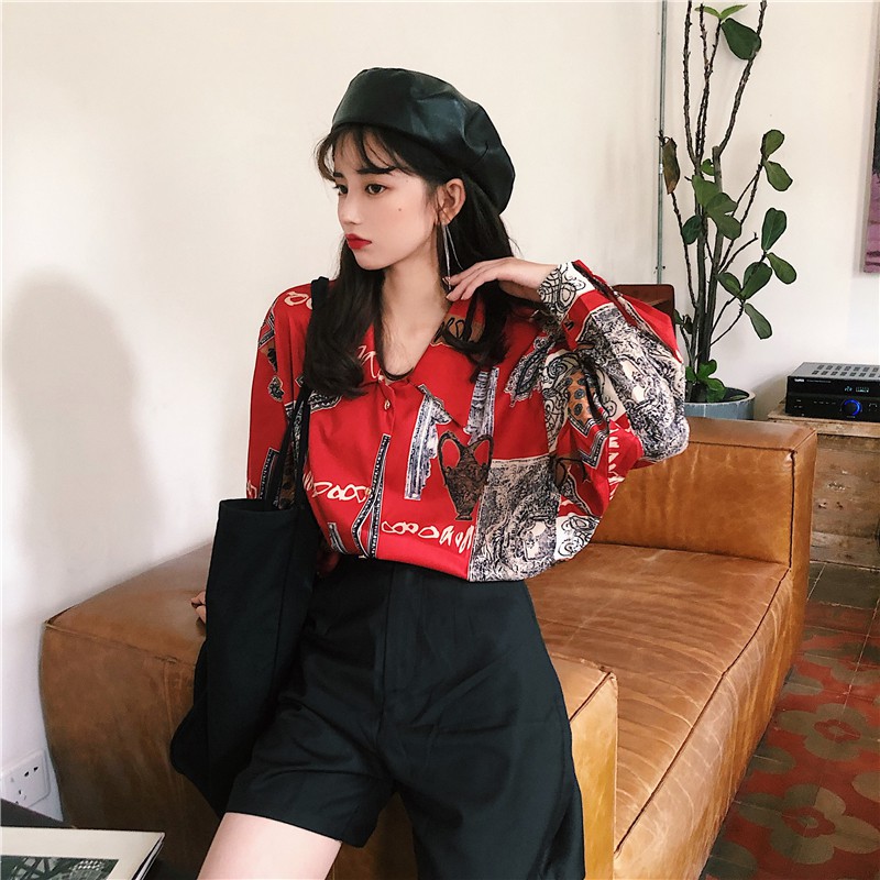 Áo sơ mi nữ tay dài Emilyshop ulzzang