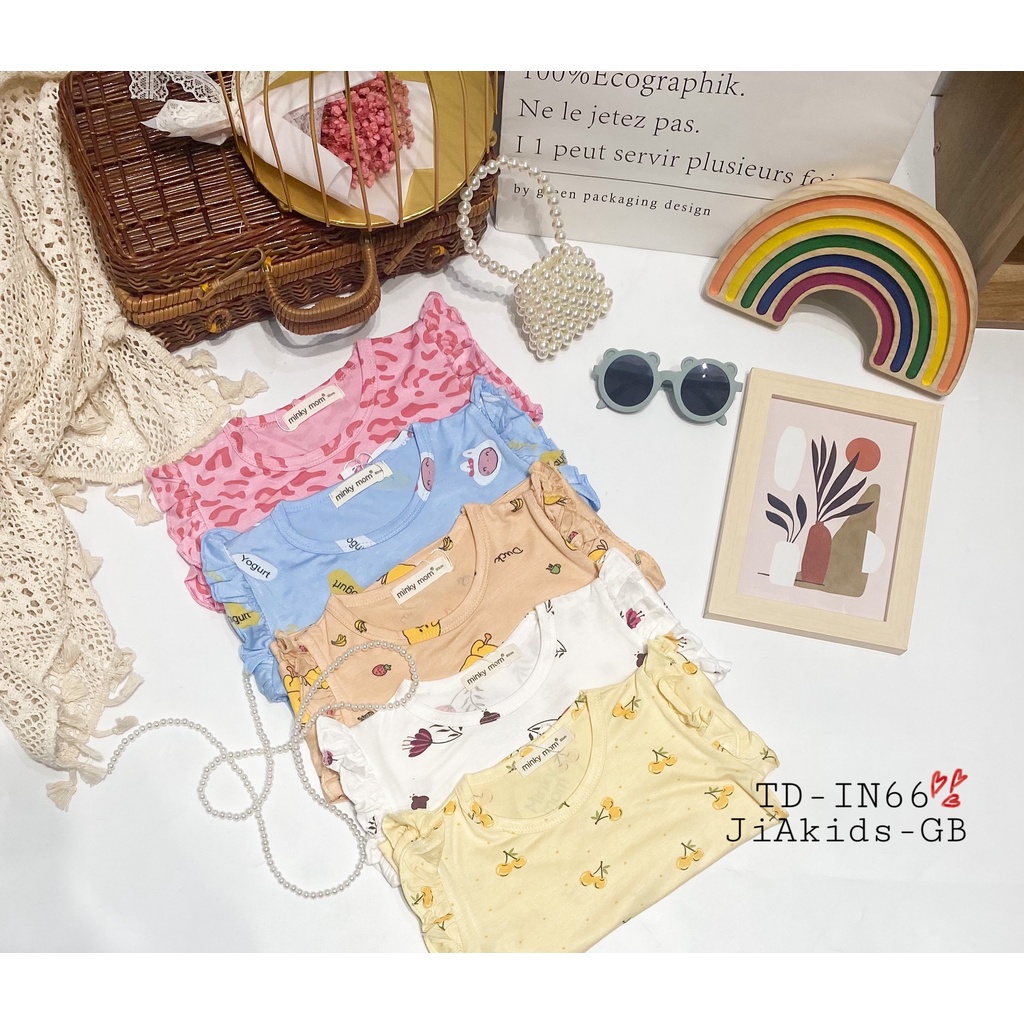 Bộ Dài Tay THUN LẠNH MINKY MOM In Hình Toàn Thân Cánh Tiên Dễ Thương Bé Gái TD-IN66