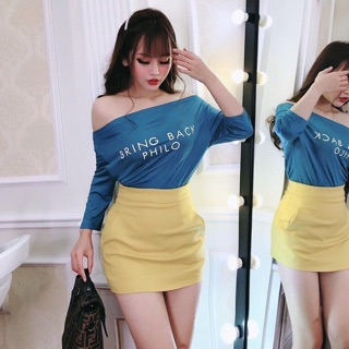 💋💋Set áo lệch vai váy rời xinh rụng tim