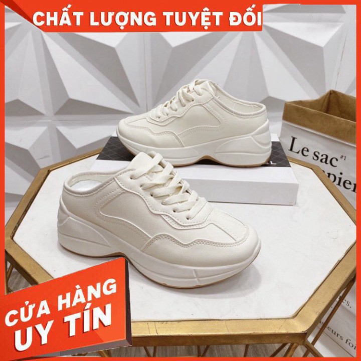 Giày sục thể thao nữ thiết kế sang chảnh cao cấp màu trắng tinh khôi