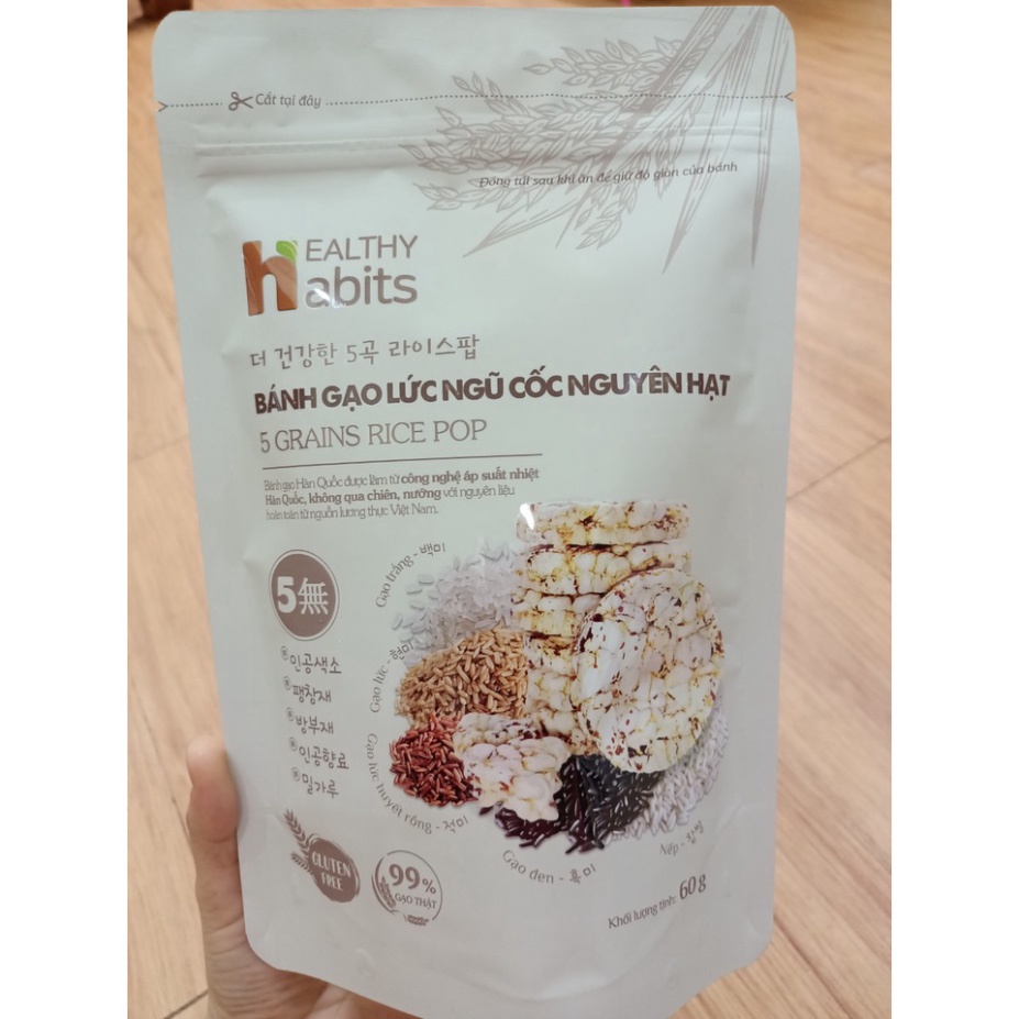 BÁNH GẠO LỨT NGŨ CỐC NGUYÊN HẠT ĂN KIÊNG HEALTHY HABITS 60g/ HỖ TRỢ SIẾT CƠ, EAT CLEAN, GIẢM CÂN