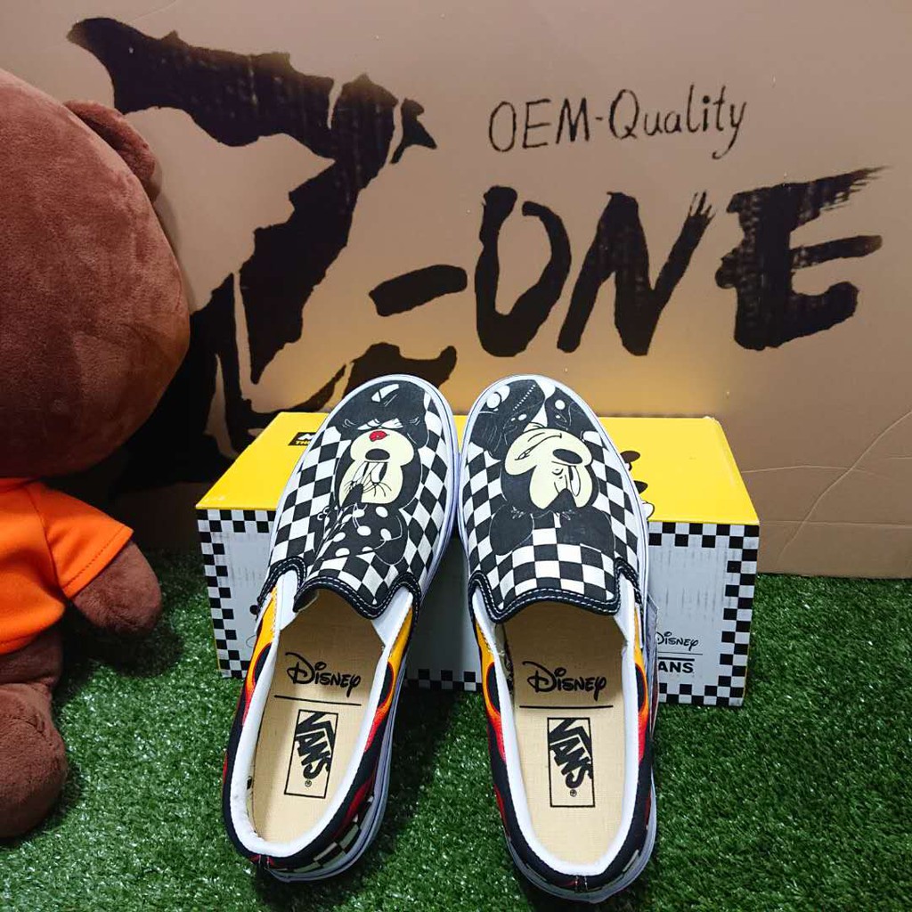 Giày Lười Vải Canvas In Hình Chuột Mickey / Minnie Đáng Yêu