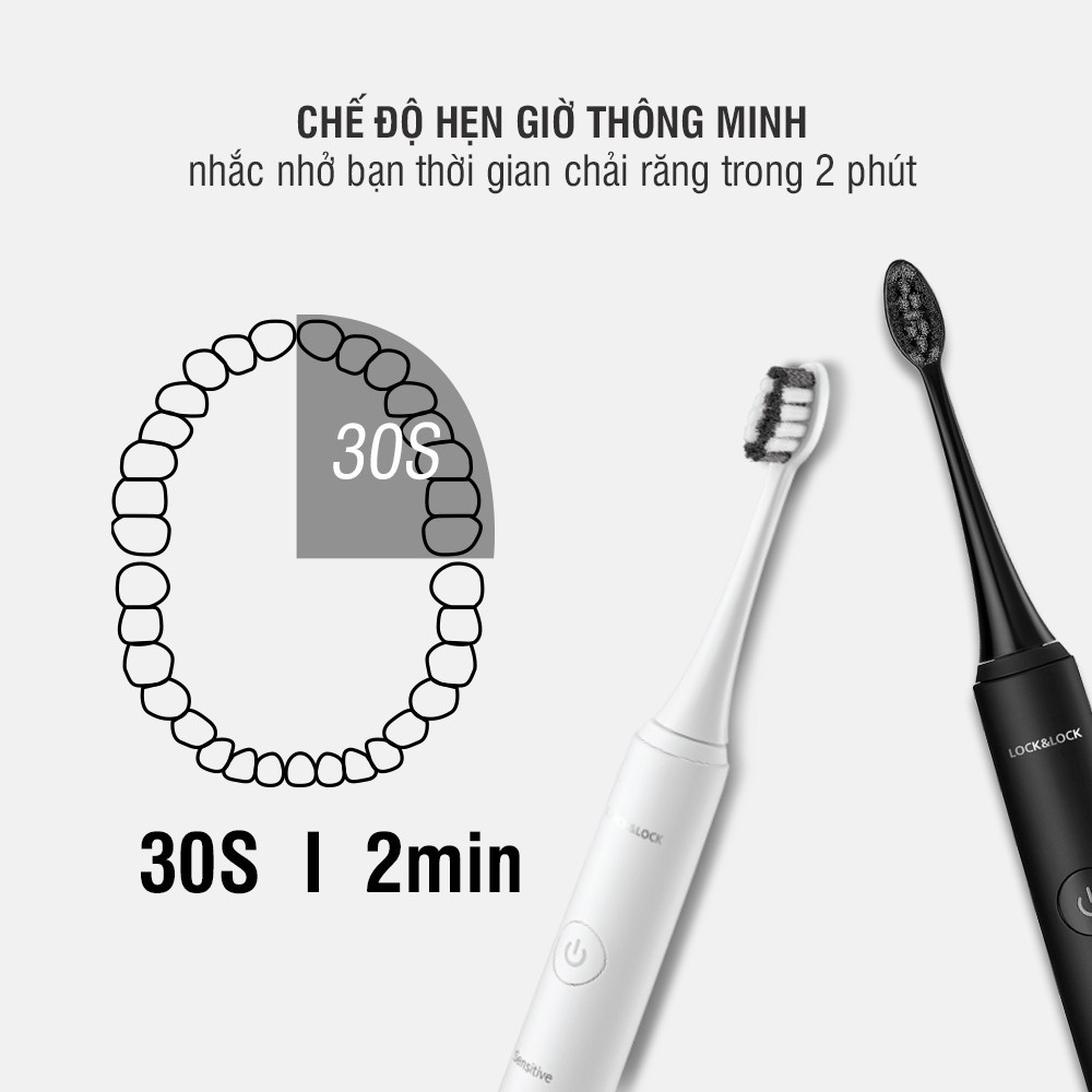 Bàn chải đánh răng điện Lock&Lock sạc không dây ENR346 có đầu chải thay thế - BABYHOPSG