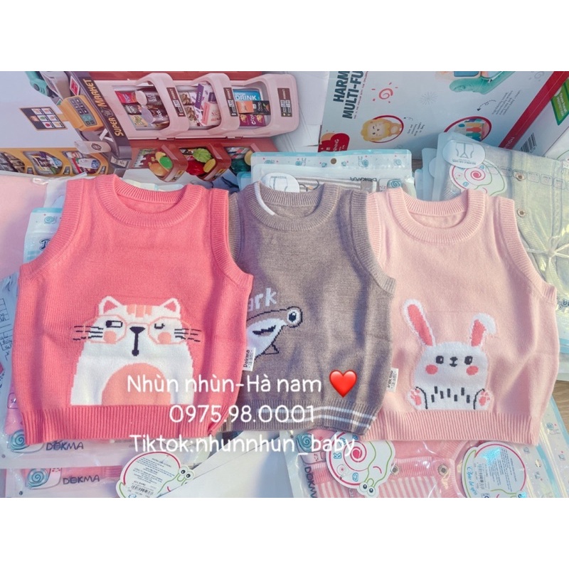 {Nhùn nhùn} Áo gile len chui  đầu Dokma DA982 cho bé từ 3-6m đến 18- 24 tháng