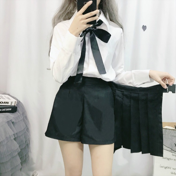 [ ORDER ] Chân váy xếp ly kèm chain unisex ulzzang street style