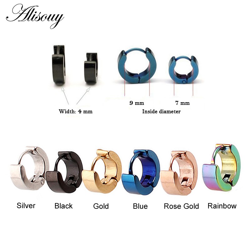 Set 2 Khuyên Tai Tròn Bằng Thép Không Gỉ Cá Tính Dành Cho Cả Nam Và Nữ