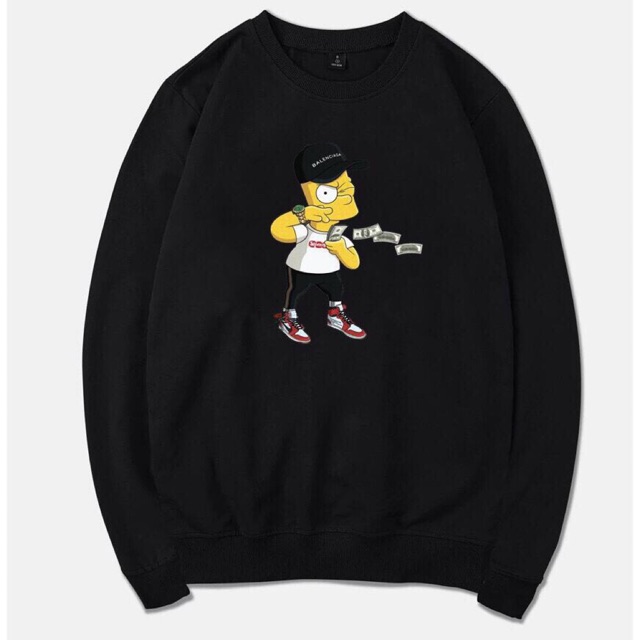 Áo sweater nam nữ simpson tiền có bigsize đến hơn 100kg chất nỉ bông dày mịn
