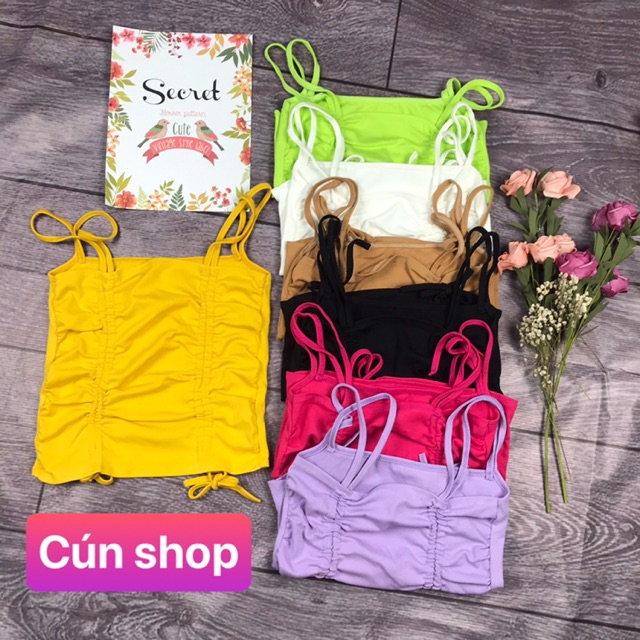 Áo hai dây croptop dây rút 7 màu chất vải xịn RICH STORE CRT73 | BigBuy360 - bigbuy360.vn