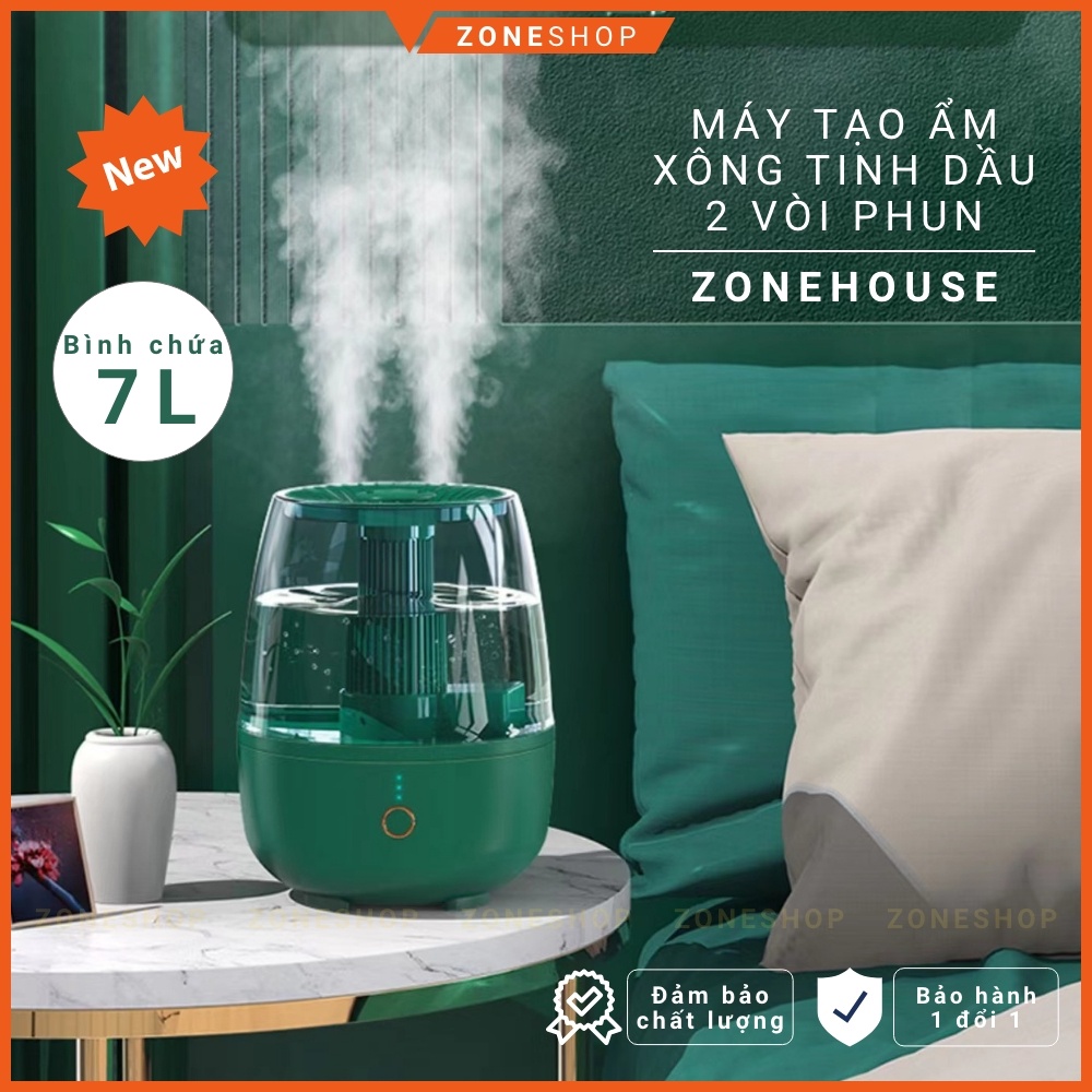 Máy xông tinh dầu tạo ẩm hoa quả ZONEHOUSE vòi phun kép mạnh mẽ, xông xả chanh, trái cây, tạo ion thơm phòng [ZONESHOP]