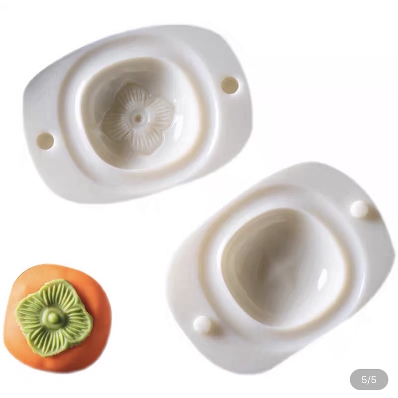 Khuôn ép bánh trung thu, bánh dẻo, bánh dứa hình quả Hồng 50gr