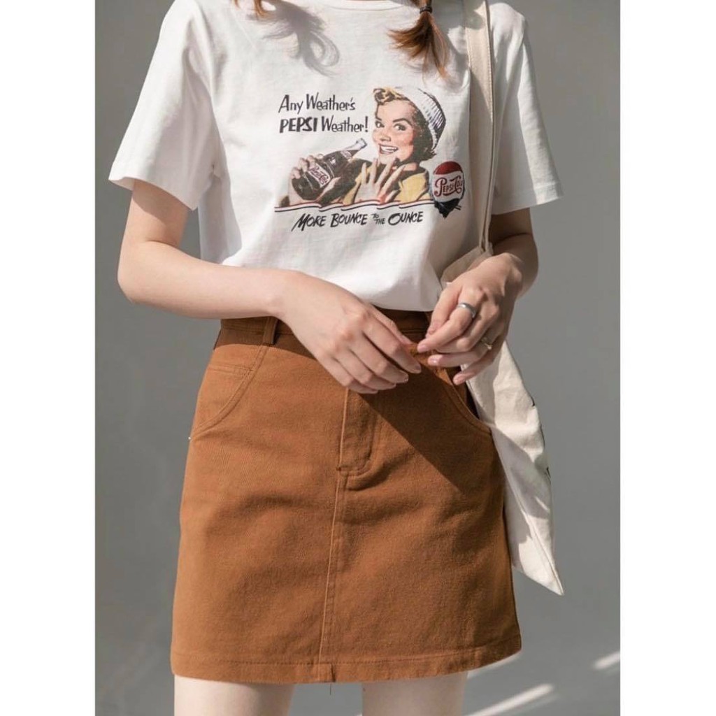 ST012_Set chân váy kaki phối áo thun❤️CHIBEST | BigBuy360 - bigbuy360.vn