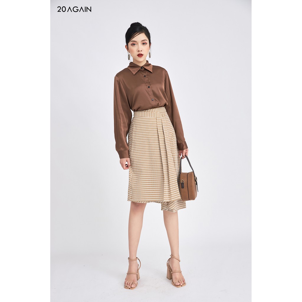 Áo sơ mi dáng basic 20AGAIN vải lụa cao cấp, thiết kế tối giản ASA1264