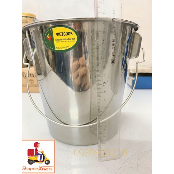 Xô inox đựng  đá ,xô inox dập liền khối size 18,20