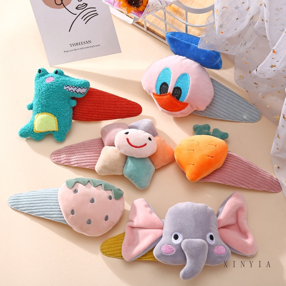 Kẹp tóc bằng lông họa tiết hoạt hình Disney thời trang Hàn Quốc cho nữ