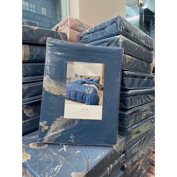 Bộ Chăn Ga Gối Cotton Line Thêu Hoa Rẻ Quạt full 3 màu