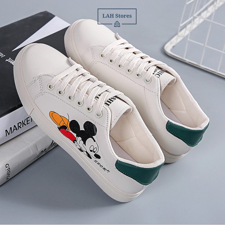 Giày thể thao nữ. Giày sneaker nữ in hình chuột MIC. Chất liệu da PU, đế cao su cao cấp. LAH STORES GSNU01