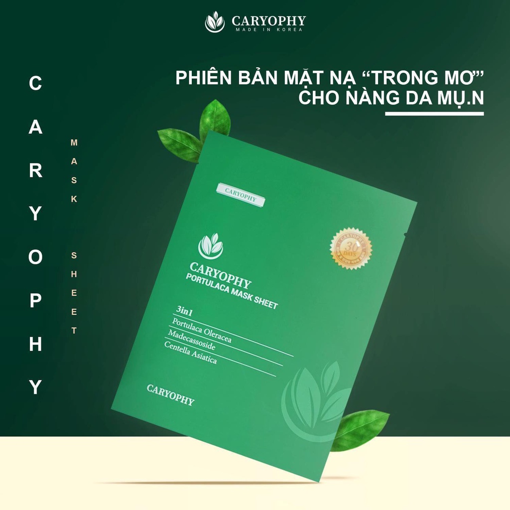 Mặt nạ dưỡng da giảm mụn mờ thâm Caryophy Portulaca Mask Sheet 3IN1 22g