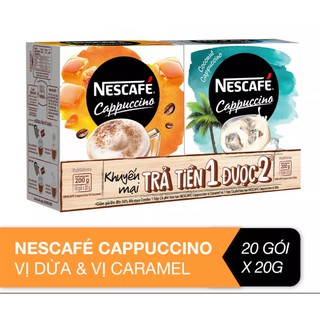 Combo 2 hộp Nescafe Cappuccino Vị Dừa + Cappuccino Vị Caramel