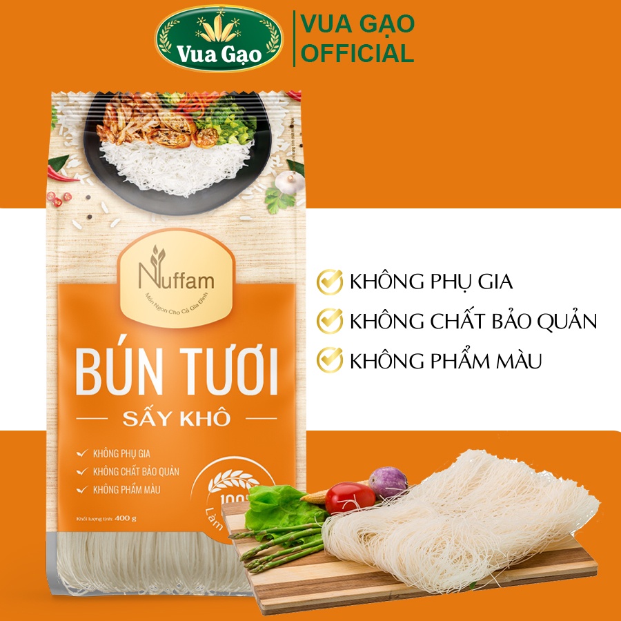 [MUA 3 TẶNG 25K] Bún Tươi Sấy Khô 400gr - Chính Hãng Nuffam - Thơm Ngon, Làm Hoàn Toàn Từ Gạo 400gr (Cam kết date mới)